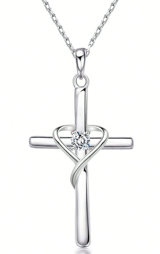 Cross & Heart Pendant Necklace