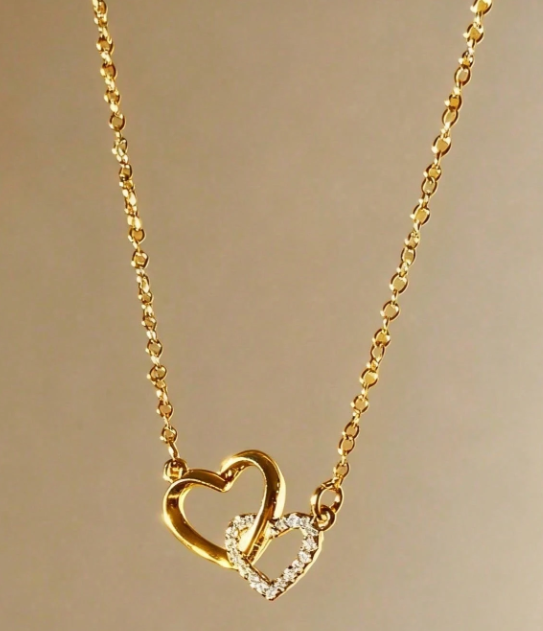 Double Heart Pendant Necklace
