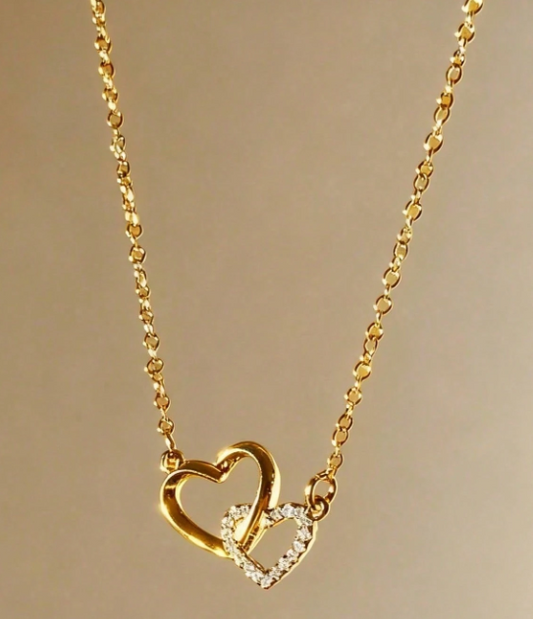 Double Heart Pendant Necklace