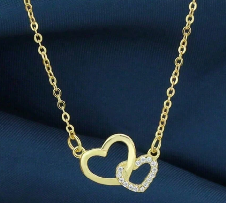 Double Heart Pendant Necklace